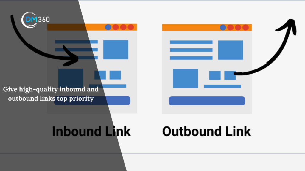 Give high-quality inbound and outbound links top priority. 